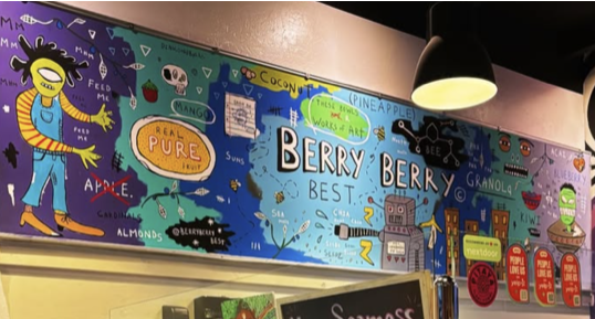 Hand-painted Berry Berry Best mural